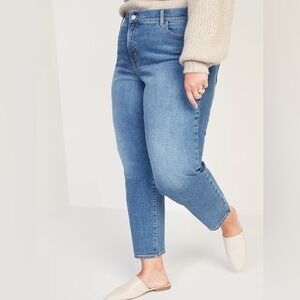 NWT Old Navy Plus Sz 30 Straight High Rise Stretch Smooth Pockets Ankle Jeans